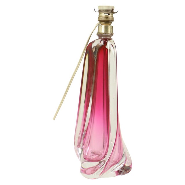 Purple Pink Swirl Crystal Table Lamp from Val Saint Lambert, 1960s For Sale - Image 11 of 15