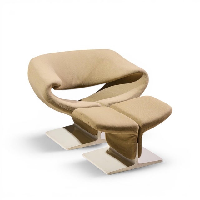 Pierre Paulin for Artifort Mid Century Ribbon Chairs With Ottoman For Sale - Image 12 of 12