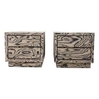 Pair of Vintage Postmodern Nightstands Featuring Ettore Sottsass Veneer For Sale