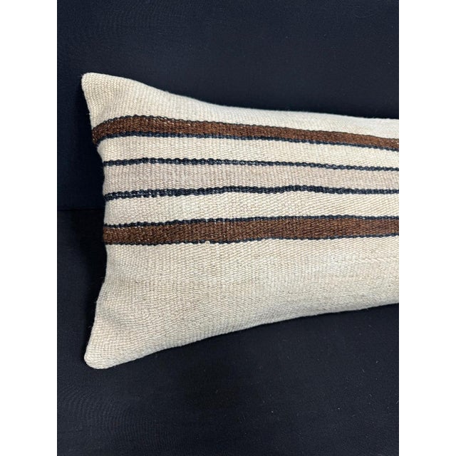 Turkish Hemp Pillow Cushion Natural Beige Brown Cushion Cover 14x40 #30511 Enhance your home decor with our Kilim Pillow...