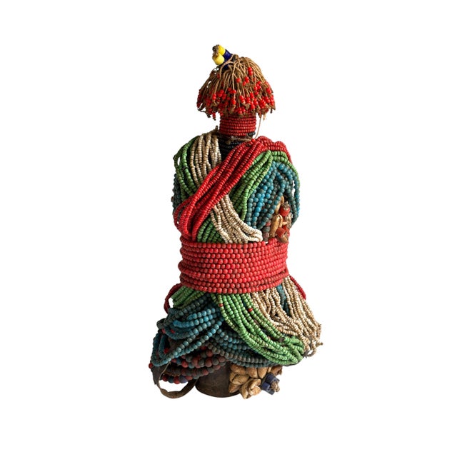 Vintage African Beaded Fali Namji Fertility Doll Cameroon 11" H For Sale - Image 4 of 5