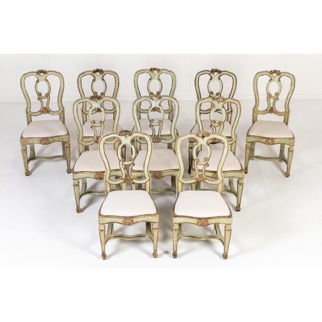 Set of ten 18th century italian painted chairs set of ten 18th century italian painted chairs with original patinated...