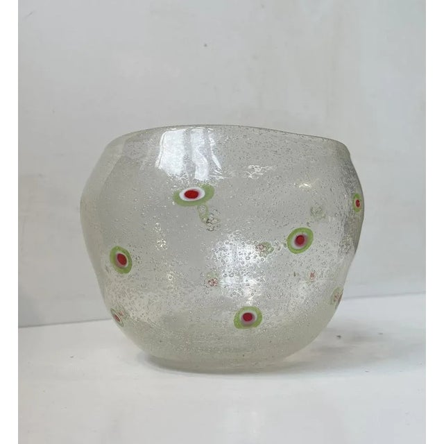 Mid-Century Modern Hand-Blown Murano Bubble Glass Bowl with Flowers, 1960s For Sale - Image 3 of 8