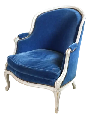 Louis XV Lounge Chair in Blue Velvet