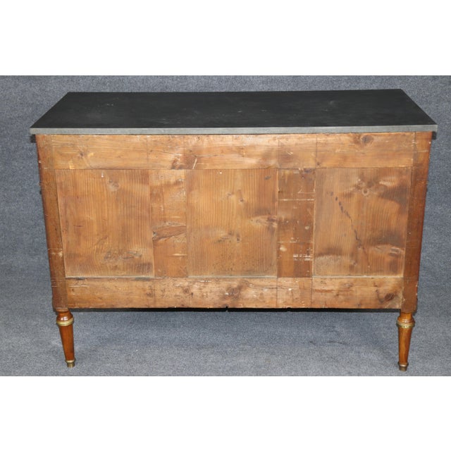 19th C French Directoire Brass Mounted Louis XVI Slate Top Commode For Sale - Image 4 of 13