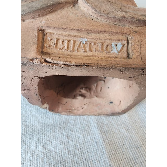 Late 18th Century Late 18th Century Terracotta Bust Sculpture of Voltaire. Note Name Is Cast Backwards. For Sale - Image 5 of 7