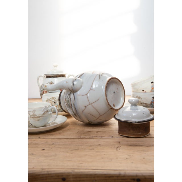 White Japanese Eggshell Porcelain Tea Service, 1890s, Set of 19 For Sale - Image 8 of 9