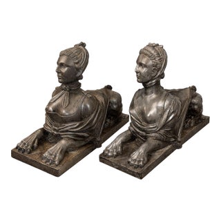 Late 19th Century Pair French Stone Sphinx Figures of Madame De Pompadour For Sale