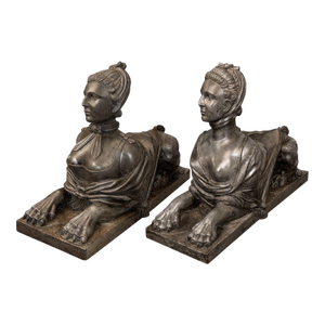 Late 19th Century Pair French Stone Sphinx Figures of Madame De Pompadour