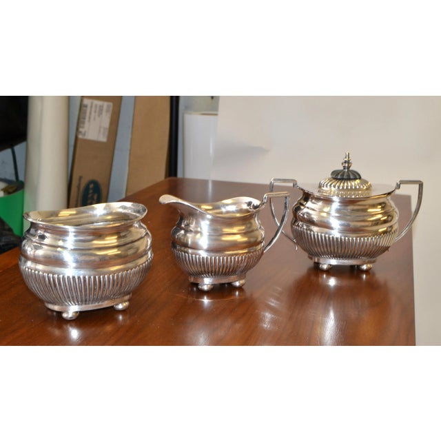 1910 English silver coffee service by Cheltenham & Company, Ltd. Sheffield, England. All 3 pieces have the same maker's...