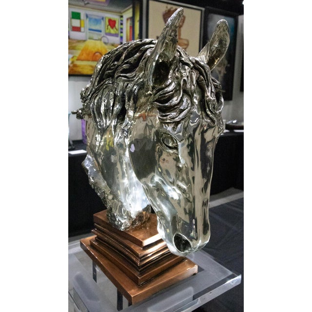Contemporary Ricardo Del Río for d'Argenta Silver-Plated Horse Head 10/500, 1994 - 23" H For Sale - Image 3 of 9