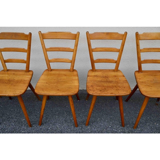 Scandinavian Style Bistro Chairs in Beech Wood from Bombenstabil, 1950s, Set of 6 For Sale - Image 6 of 15