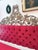 Ruby Red Vintage Hollywood Regency King Bed & Matching Tufted Velvet Bench For Sale - Image 8 of 12