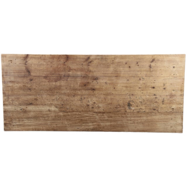 Large Antique Baroque Table with Church-Style Trestle Base in Oak and Softwood, 1910s For Sale - Image 4 of 15