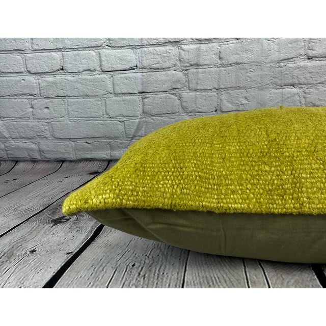 16 x 24 Hemp Pillow Turkish Cushion Natural Green Pillow Cushion Cover For Sale - Image 4 of 4