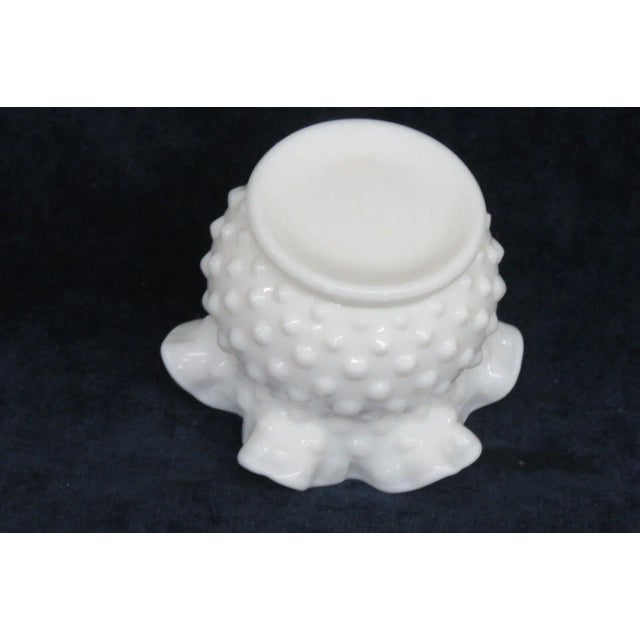 White Fenton Hobnail White Milk Glass Ruffle Rim Small Vase For Sale - Image 8 of 10