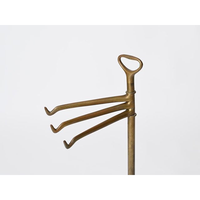 Italian Art Deco Brass and Black Marble Towel Stand in the style of Gio Ponti, 1920s For Sale - Image 3 of 13