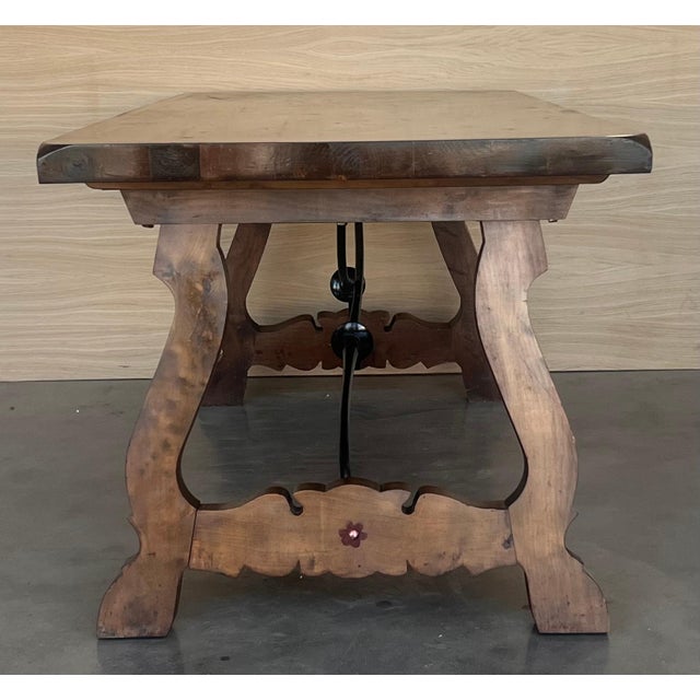 Late 19th Century 19th C. Dining or Console Table of Walnut with Lyre Legs and Heavy Top, Spain For Sale - Image 5 of 18