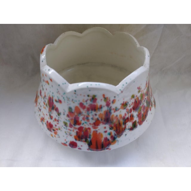 Mid-Century Modern Vintage White Speckled Decorative Bowl or Planter For Sale - Image 3 of 6