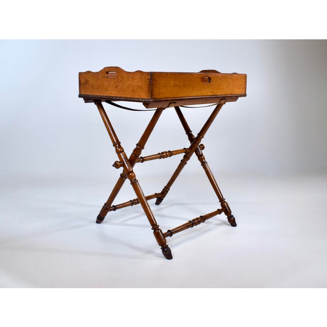19th Century English Tiger Oak Butler's Tray Table For Sale In Philadelphia - Image 6 of 15