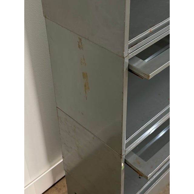 Metal Vintage Industrial Steel Three-Stack Barrister Bookcase, u.s. Government Provenance For Sale - Image 7 of 15