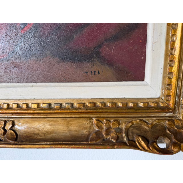 1960s Vintage Tian Impressionist Floral Still Life Oil on Canvas Painting – Ornate Gold Wood Frame For Sale - Image 10 of 12