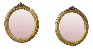 English Oval Gilt Wall Mirrors, Set of 2