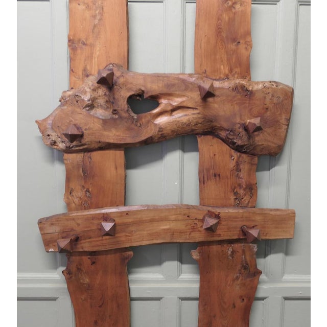 Wood Carved Live Edge Hall Coat Stand, 1960 For Sale - Image 7 of 8