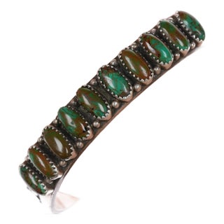 6.5" Hemerson Brown Navajo Sterling Cuff Bracelet With Royston Turquoise For Sale