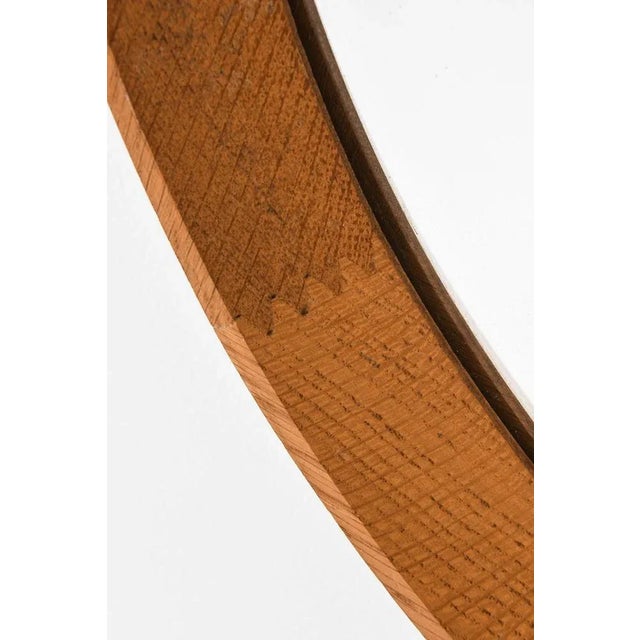 Round Mirror in Oak, 1950s For Sale - Image 3 of 5