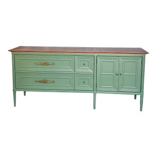 Green MCM Long Dresser/ Credenza, 1950's For Sale