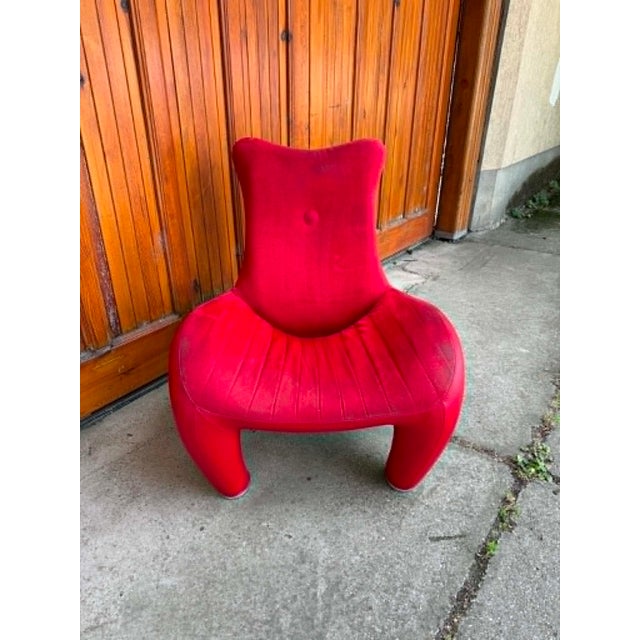 1970s Vintage Organic Lounge Chair in Red Velvet from Leolux, 1970s For Sale - Image 5 of 5