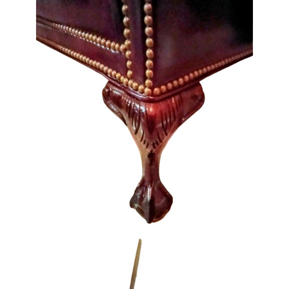 Burgundy Hancock and Moore Wingback Ball and Claw Leather Chair For Sale - Image 8 of 8