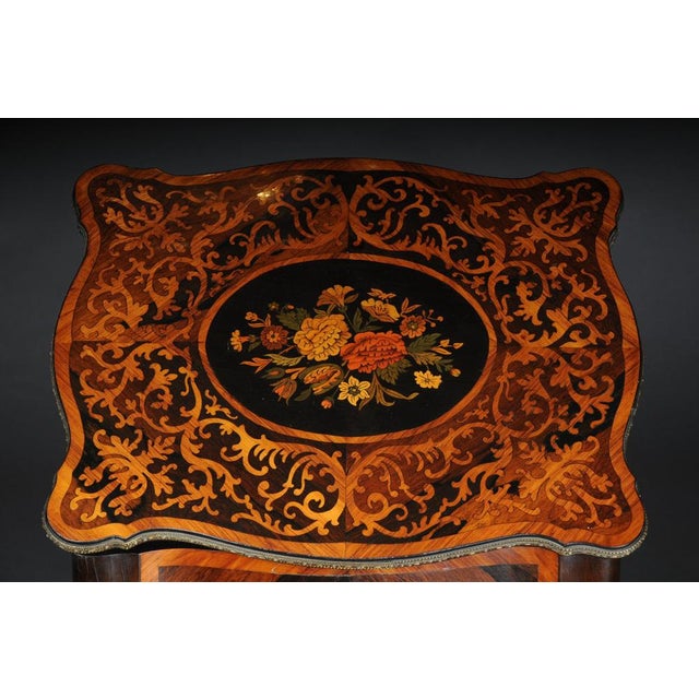 19th Century Marquetry Side Table with Jewelry Box, 1870s For Sale - Image 9 of 18