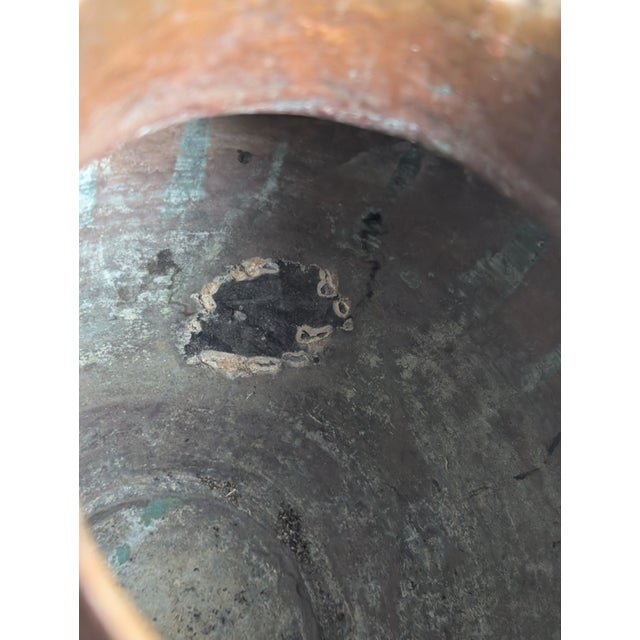 Copper 19th Century Copper Water Pitcher Jig Double Spout Brass Base 16" For Sale - Image 8 of 10