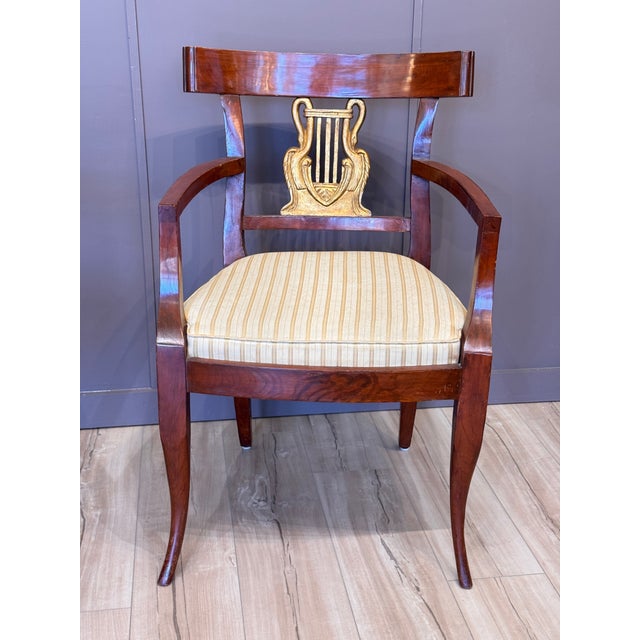 Set of Ten Italian Neoclassical Parcel Gilt Walnut Dining Chairs For Sale - Image 13 of 14