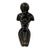 Mid-Century Modern Glossy Black Ceramic Abstract Kneeling Female Figurine - Peruvian Institutional Commemorative Sculpture...