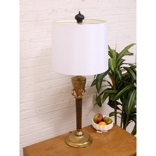 Metal Mid 20th Century Neoclassical Brass Table Lamp For Sale - Image 7 of 8