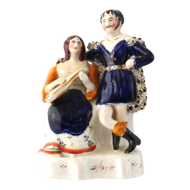 Antique English Staffordshire Musicians Figurine For Sale