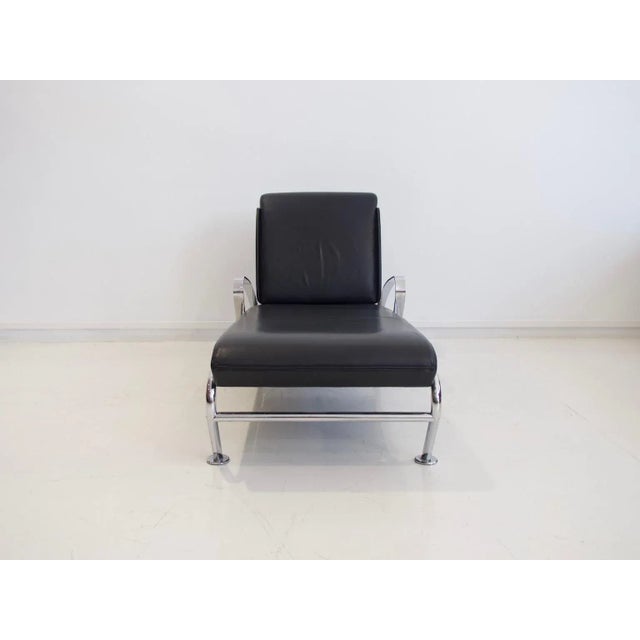 1980s Vintage Black Leather & Steel Chaise Lounge by Massimo Iosa Ghini for Moroso For Sale - Image 5 of 16