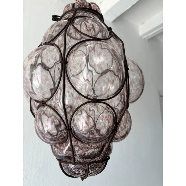 1 of 3 Big Mid-Century Seguso Murano Amethyst Blown Bubble Lantern Chandelier For Sale - Image 6 of 10
