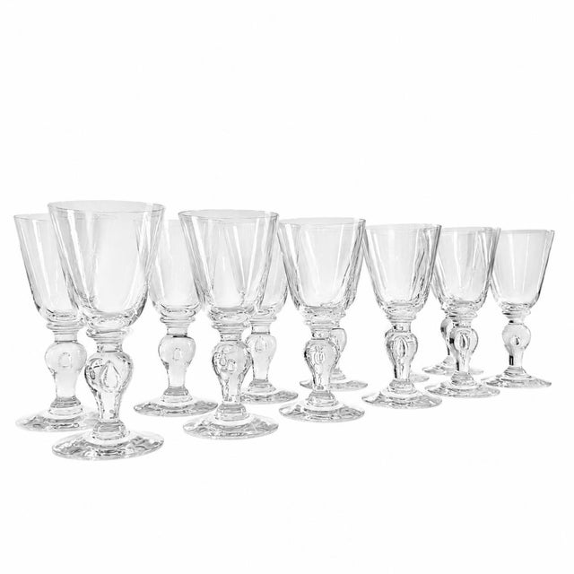 Early 18th Century English Queen Anne Baluster Wine Glass Large Goblets - Set of 12 For Sale - Image 4 of 10