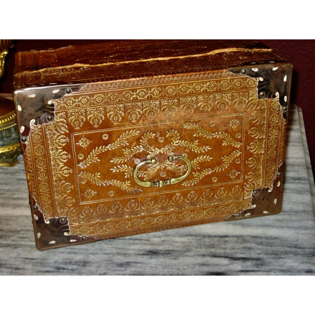 1800s Spanish Leather Box For Sale - Image 4 of 13