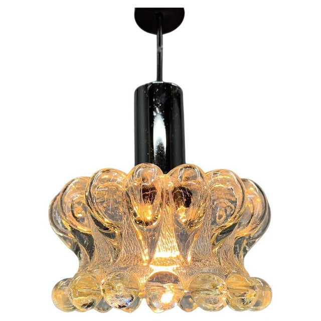 Small Vintage Pressed Glass Pendant Light, Former Czechoslovakia, 1970s For Sale - Image 11 of 11