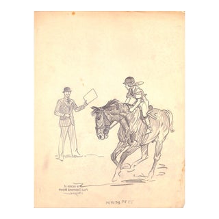 Original 1944 Pencil Drawing From Hi, Guy! The Cinderella Horse by Paul Brown 38 For Sale