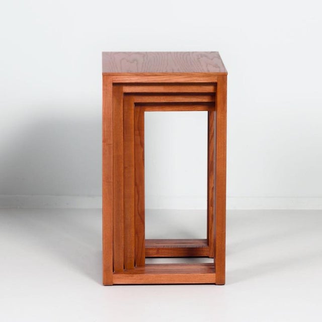 Late 20th Century Ash Wood Nesting Tables by Josef Hoffmann for Wittmann, 1980s, Set of 4 For Sale - Image 5 of 12
