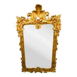 1950s Baroque Carved Gilt Wood Mirror French Gold