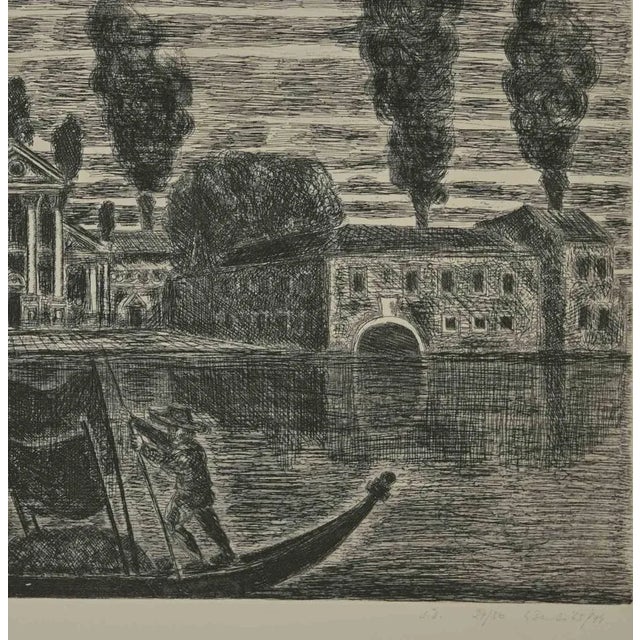 Gianpaolo Berto, Gondoliers in Venice, Etching, 1974 Chairish