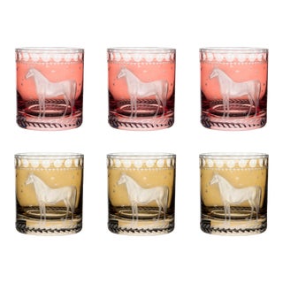 ARTEL Staro Barnyard Horse Double Old Fashioned Glasses in Rose and Taupe - Set of 6