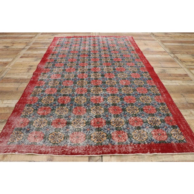 Red Vintage Turkish Sivas Rug, 05'03 X 08'10 For Sale - Image 8 of 10